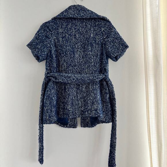 Beth Bowley Anthropologie Wool Blend Coat Belt Button Up Blue Women's Size 6 - Picture 11 of 11